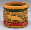 BB527 wide carved and handpainted plus pair 5/8" laminate bakelite bangles